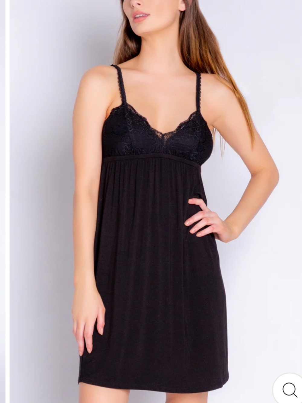 P.J. Salvage black lace trim slip lingerie nightgown